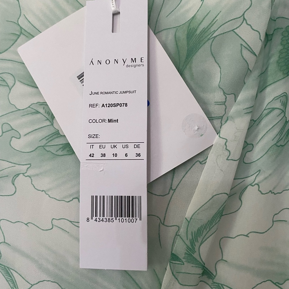 NWT ANONYME Designers Italy Floral Green Leaf Pantsuit IT 42 US Size 6 - Picture 10 of 16